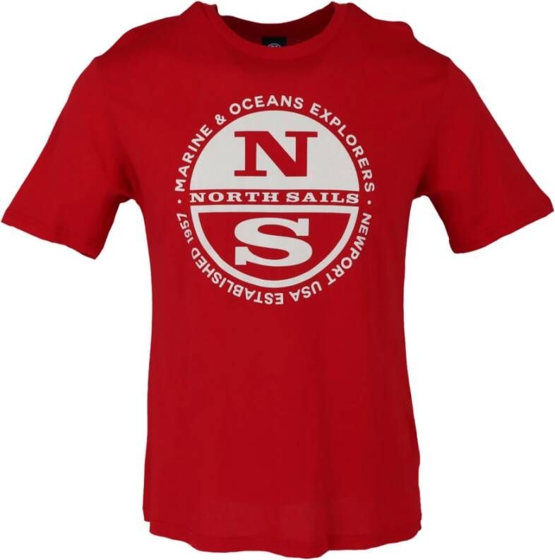 North Sails Rode Print T-shirt met Korte Mouwen Red Heren
