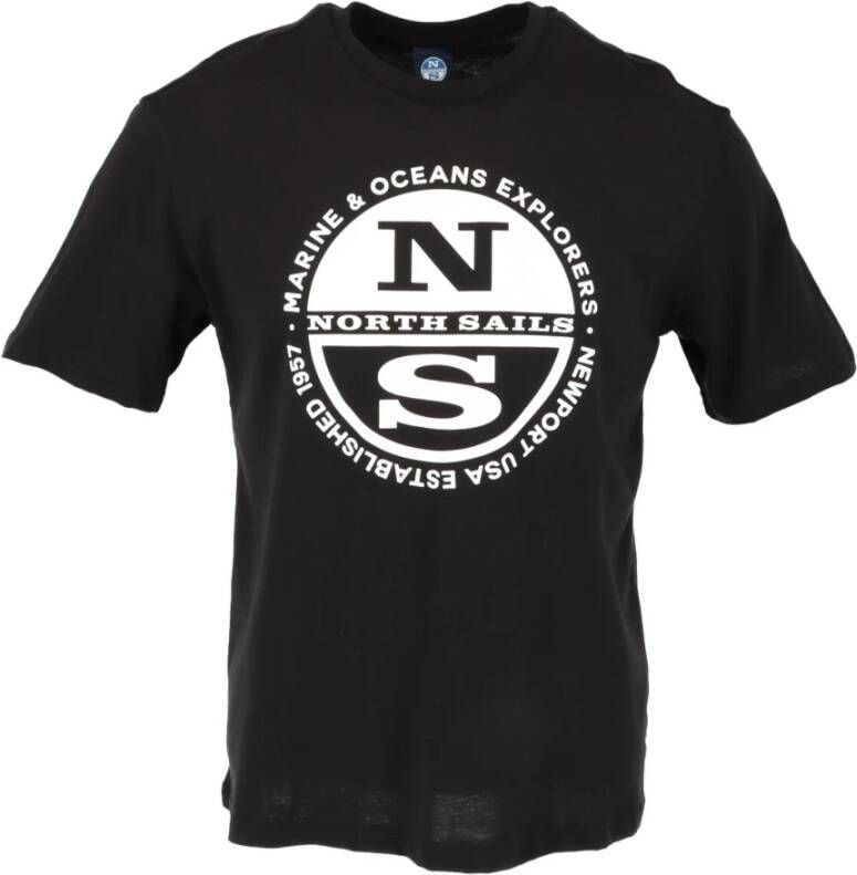 North Sails Zwart Print T-shirt voor Heren Black Heren