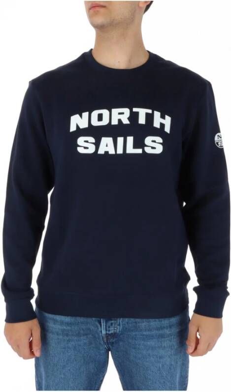 North Sails Blauwe Sweatshirt met Lange Mouwen en Ronde Hals Blue Heren