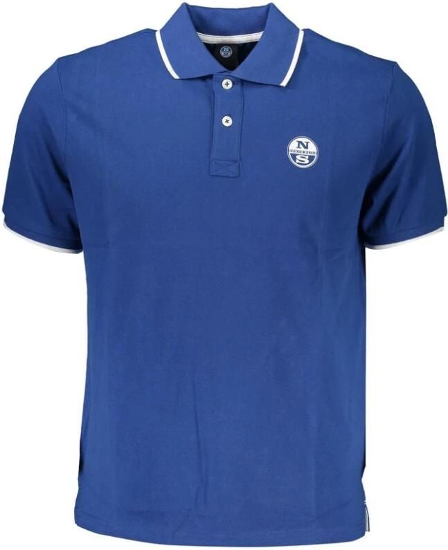 North Sails Blauw Katoenen Poloshirt met Contrastdetails Blue Heren