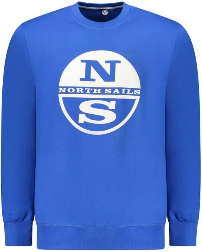 North Sails Blauwe Katoenen Crewneck Sweater met Ribbelboorden Blue Heren