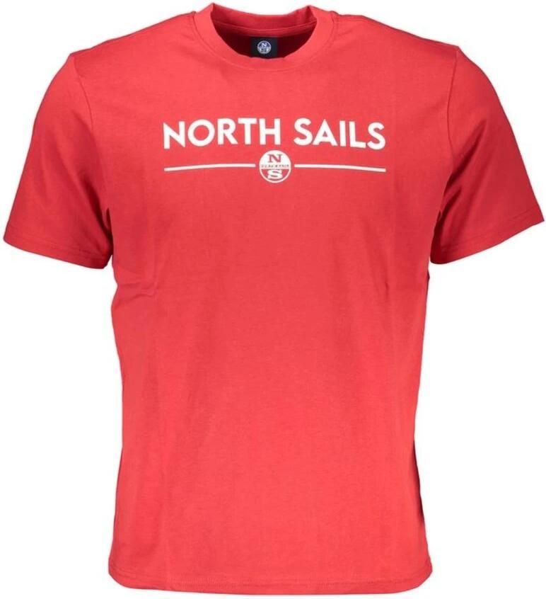 North Sails Rode Katoenen Print Logo T-Shirt Red Heren