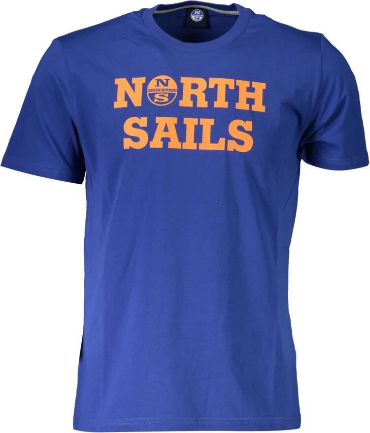 North Sails Blauw T-shirt met Korte Mouwen en Logo Print Blue Heren
