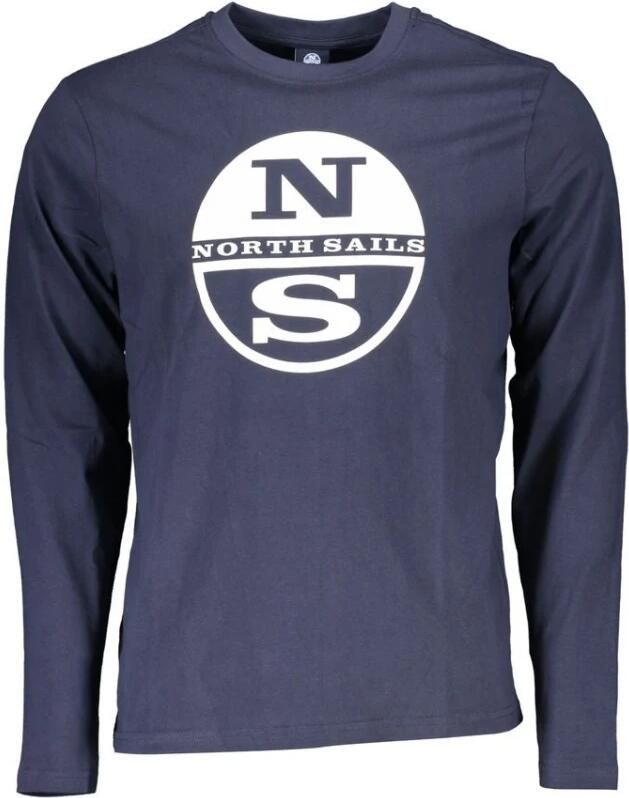 North Sails Lange Mouw Logo Print T-shirt Blauw Blue Heren