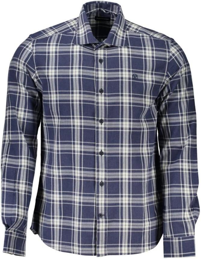 North Sails Blauw Geruit Overhemd met Lange Mouwen Blue Heren