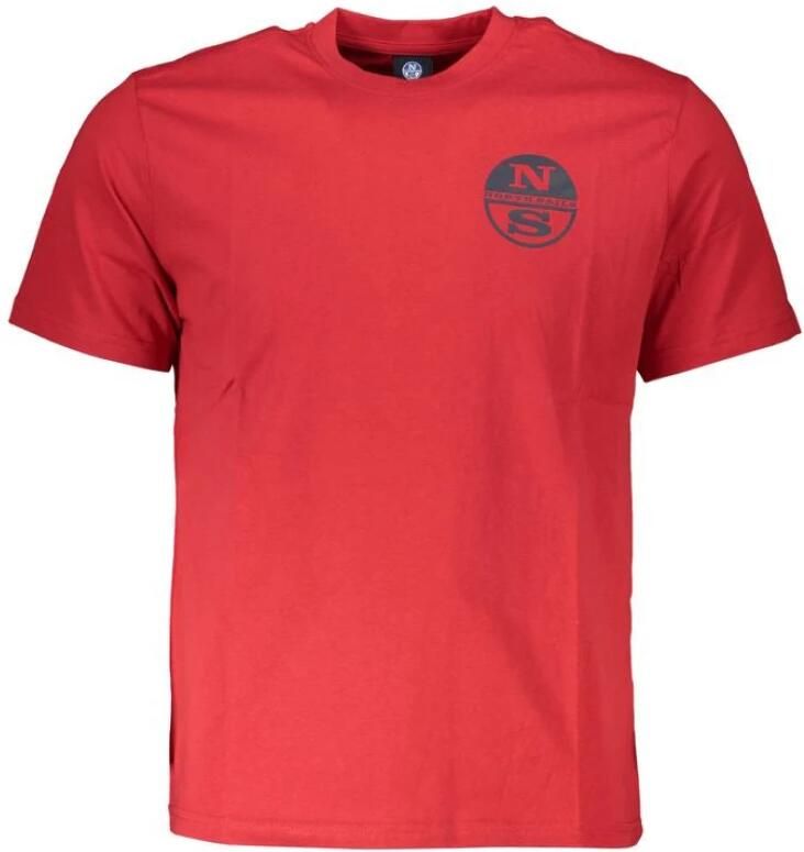 North Sails Rode Katoen Print Logo T-Shirt Red Heren