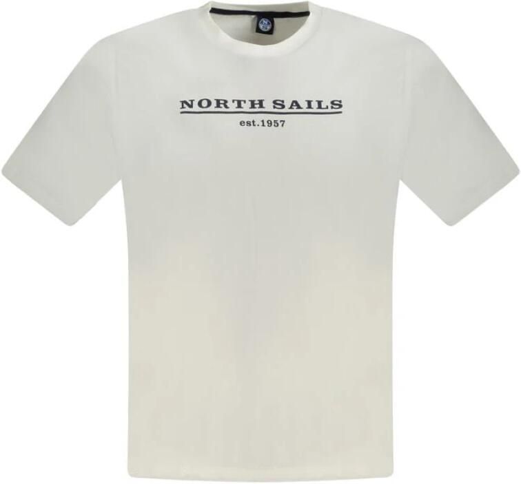 North Sails Casual Heren T-shirt van Wit Katoen White Heren