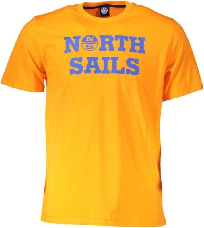 North Sails Helder Oranje Katoenen T-Shirt met Logoprint Orange Heren