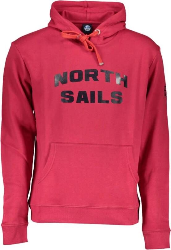 North Sails Rode Katoenen Sweater met Capuchon en Print Red Heren