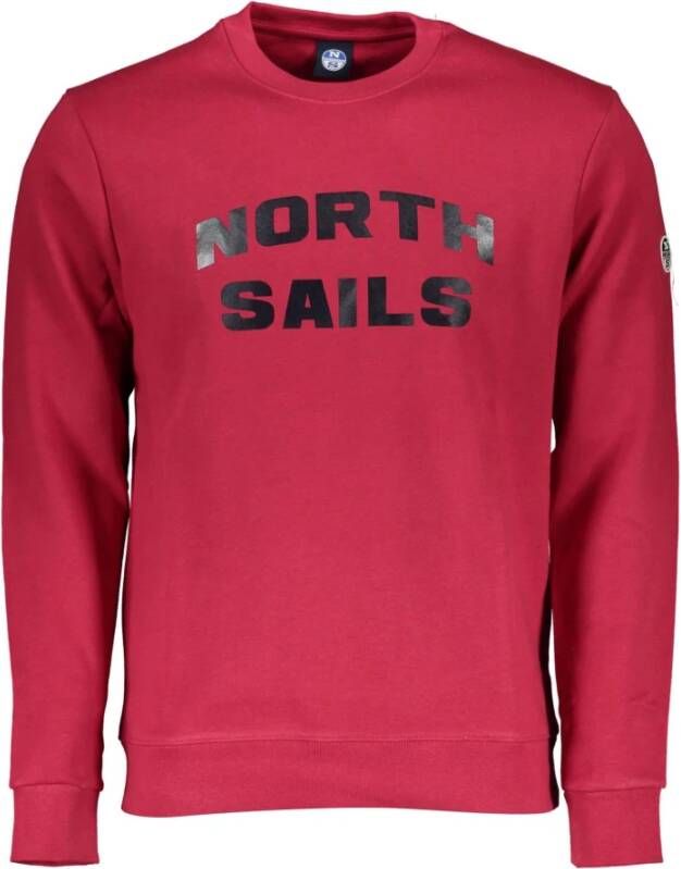 North Sails Rode Katoenen Trui met Lange Mouwen en Logo Print Red Heren