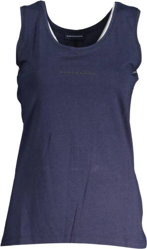 North Sails Blauwe Katoenen Tanktop met Logo Print Blue Dames