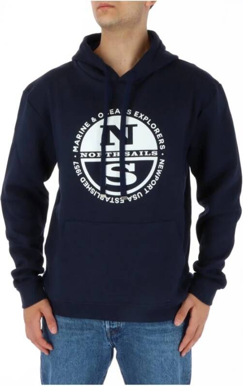 North Sails Blauwe Bedrukte Sweatshirt met Lange Mouwen Blue Heren