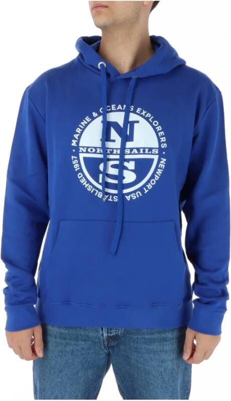 North Sails Blauwe Bedrukte Sweatshirt met Lange Mouwen Blue Heren