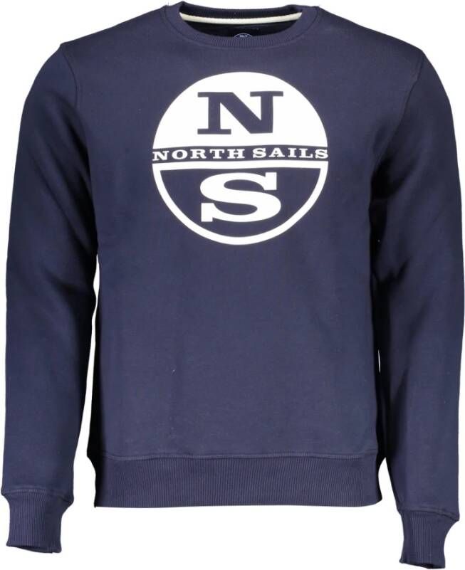 North Sails Zwart Logo Print Crewneck Sweatshirt voor Heren Blauw Heren