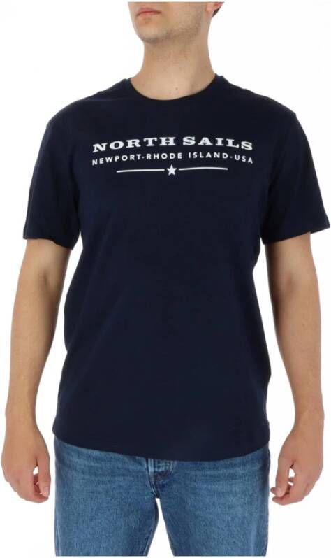 North Sails Blauw Heren T-shirt met Ronde Hals Blue Heren