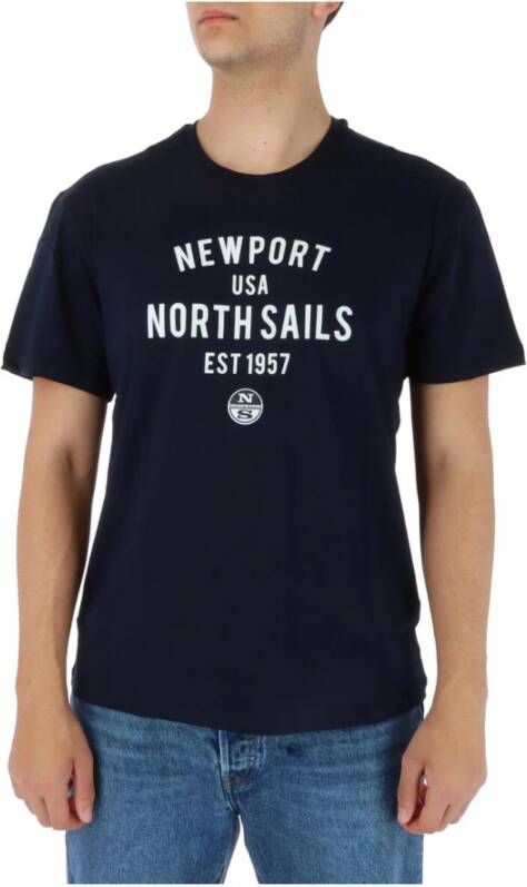 North Sails Blauwe Ronde Hals Korte Mouw T-shirt Blue Heren