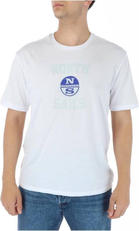 North Sails Witte Crewneck T-shirt met Front Print White Heren