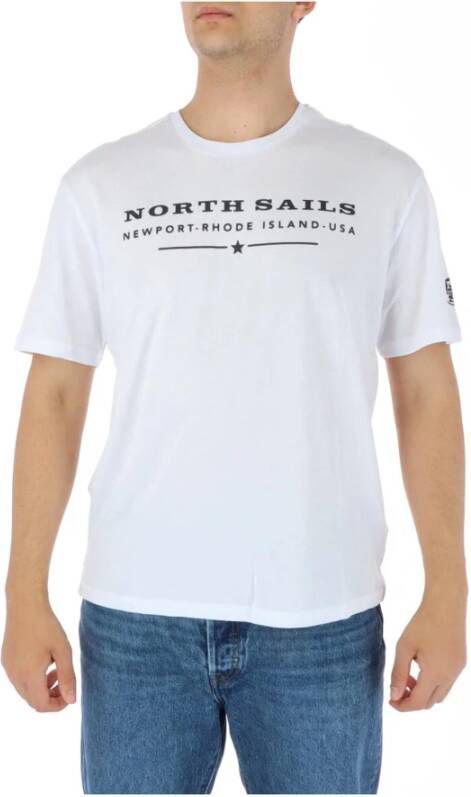 North Sails Solide Katoenen Logo T-Shirt White Heren