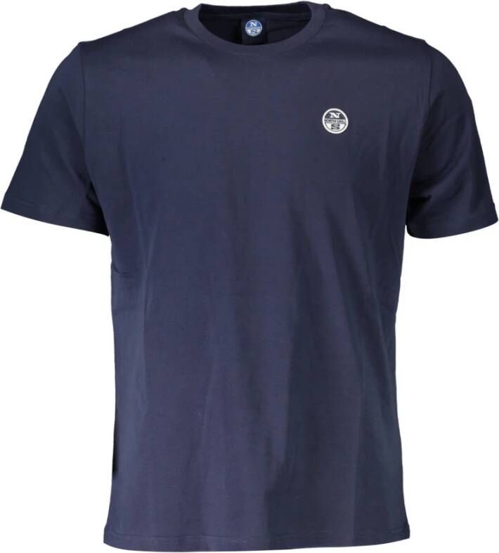 North Sails Logo Detail Katoenen T-shirt Blauw Mannen Blue Heren
