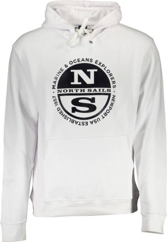 North Sails Witte Katoenen Sweater met Capuchon en Print White Heren