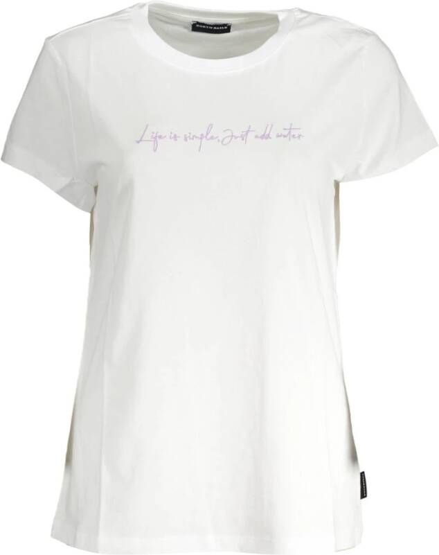 North Sails Geborduurd Biologisch Katoenen T-shirt Puur Wit White Dames