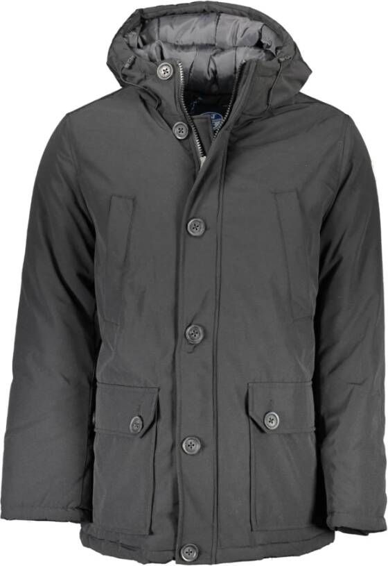 North Sails Black Polyester Jacket Zwart Heren