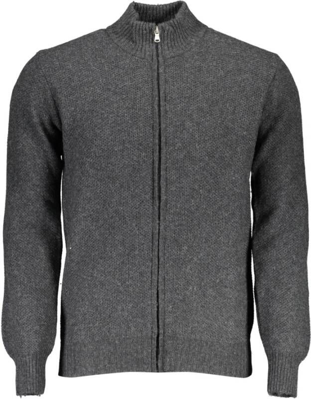 North Sails Grijze Gebreide Jas met Rits en Borduurdetails Gray Heren