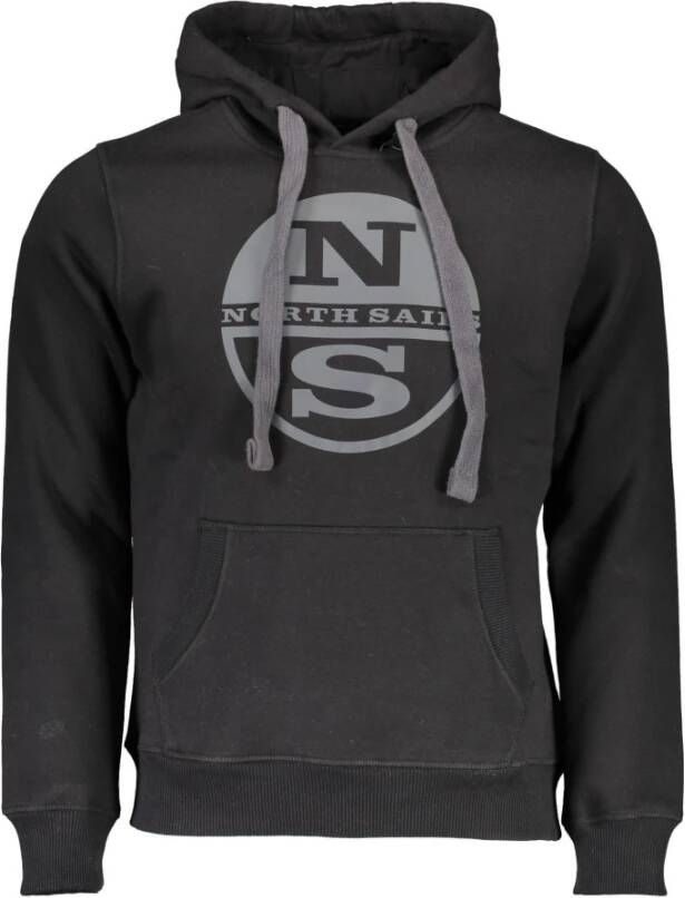 North Sails Zwarte sweater met capuchon en print Black Heren