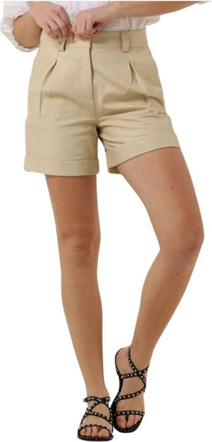 NOTES DU NORD Dames Broeken Georgina Leather Shorts Creme - Foto 6