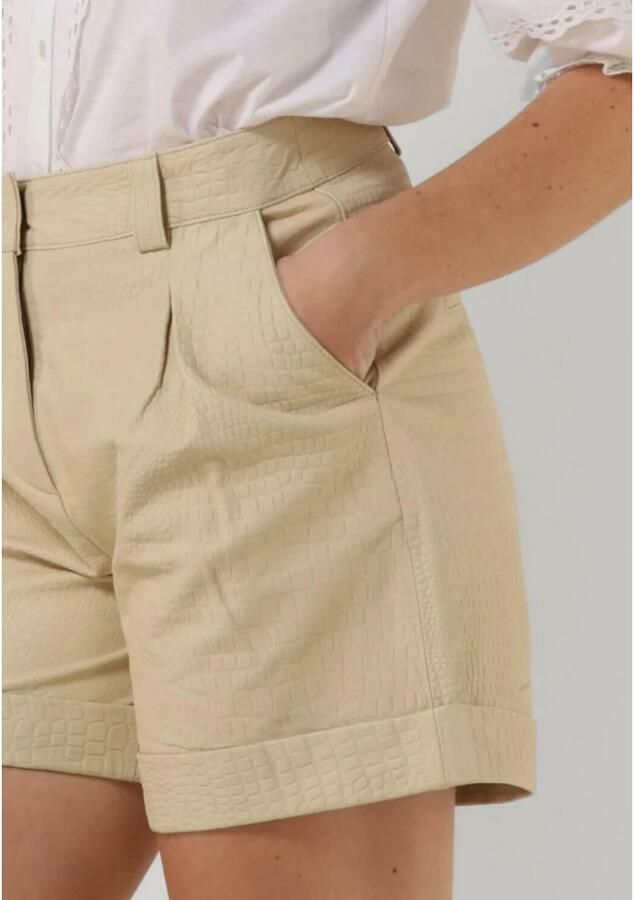NOTES DU NORD Dames Broeken Georgina Leather Shorts Creme - Foto 4