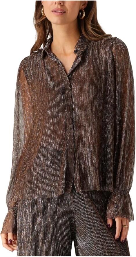 Notre-v Bronzen Glitter Blouse Brown Dames - Foto 7