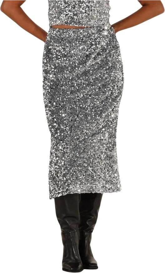 Notre-v Glanzende Zilveren Midi Rok Gray Dames - Foto 7