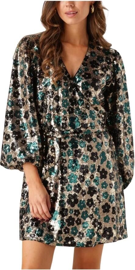 Notre-v Sprankelende Paillet Bloemen Mini Jurk Multicolor Dames - Foto 7