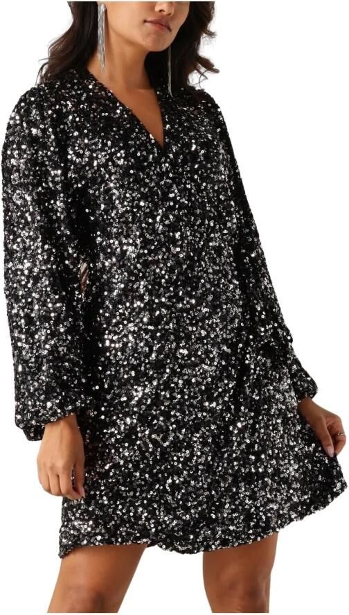 Notre-v Sprankelende Zwarte Pailletten Mini Jurk Black Dames - Foto 7