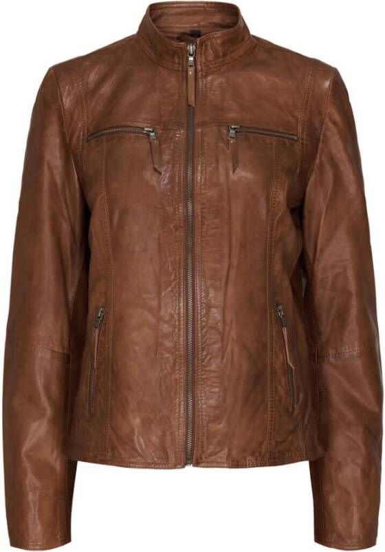 Notyz Klassieke Leren Bikerjas Zwart Black Dames