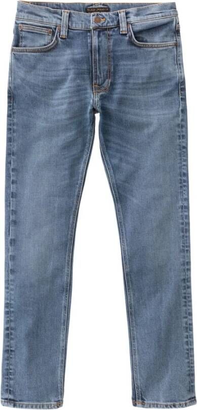 Nudie Jeans Straight Jeans Blauw Heren
