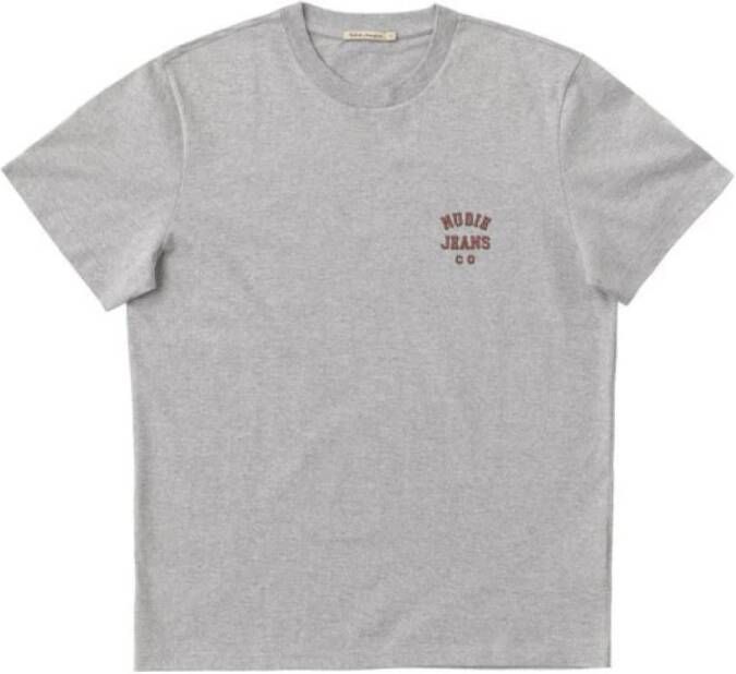 Nudie Jeans T-shirt Roy-logo Grijs Heren