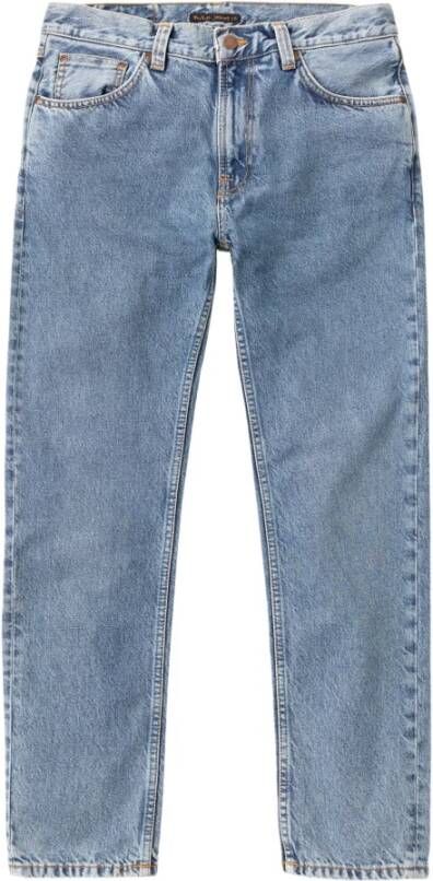 Nudie Jeans Straight Trousers Blauw Heren