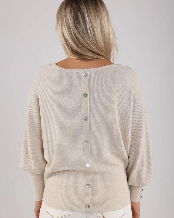 NUKUS Dames Tops & T-shirts Batwing Pullover Lurex Gebroken Wit - Foto 6