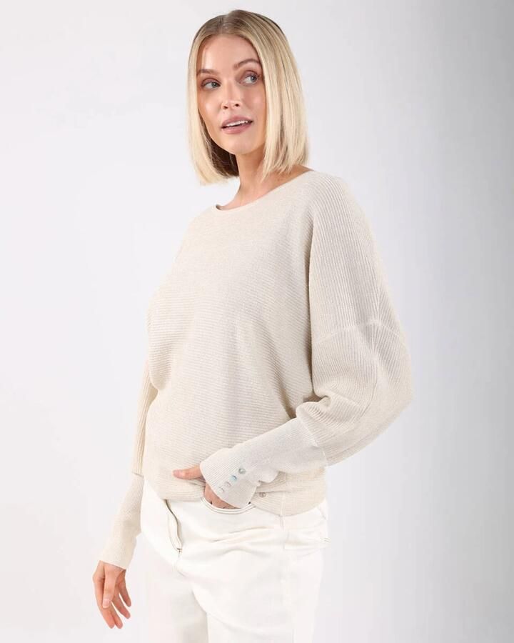 NUKUS Dames Truien & Vesten Batwing Pullover Plain Zand - Foto 7
