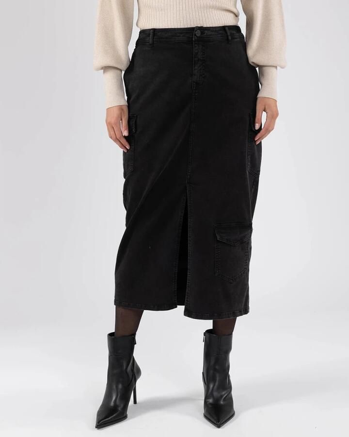 Nukus Veelzijdige Zwarte Midi Rok Black Dames