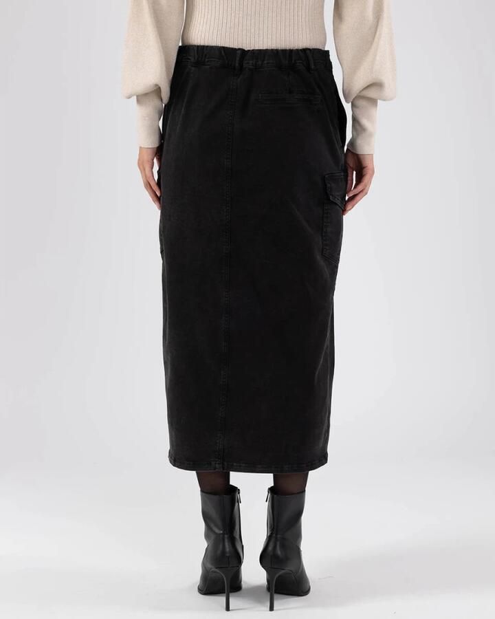 Nukus Veelzijdige Zwarte Midi Rok Black Dames - Foto 2