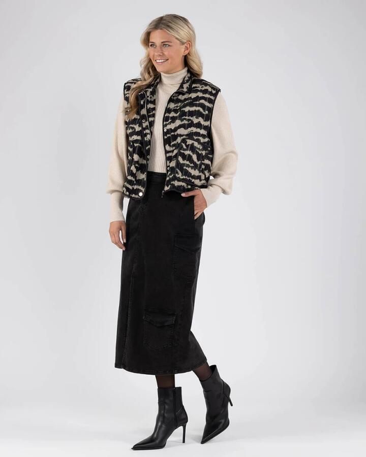 Nukus Veelzijdige Zwarte Midi Rok Black Dames - Foto 3