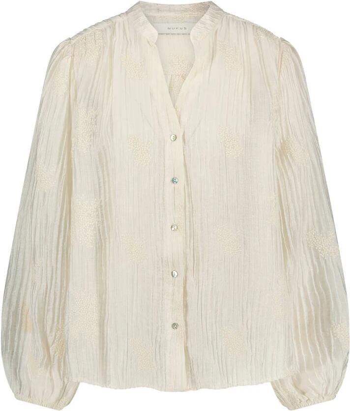 Nukus Geborduurde Blouse Lange Mouw Beige Dames - Foto 5