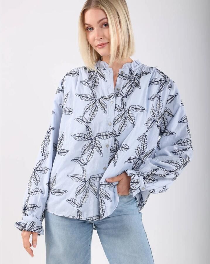 NUKUS Dames Blouses Jenna Blouse Embroidery Blauw - Foto 6