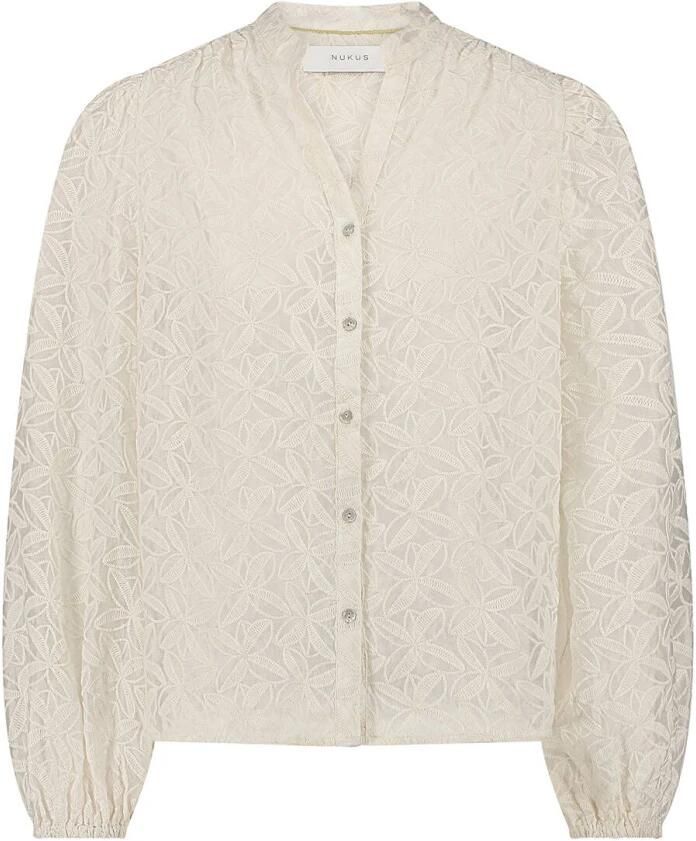 NUKUS Dames Blouses Malaga Blouse Embroidery Gebroken Wit - Foto 3