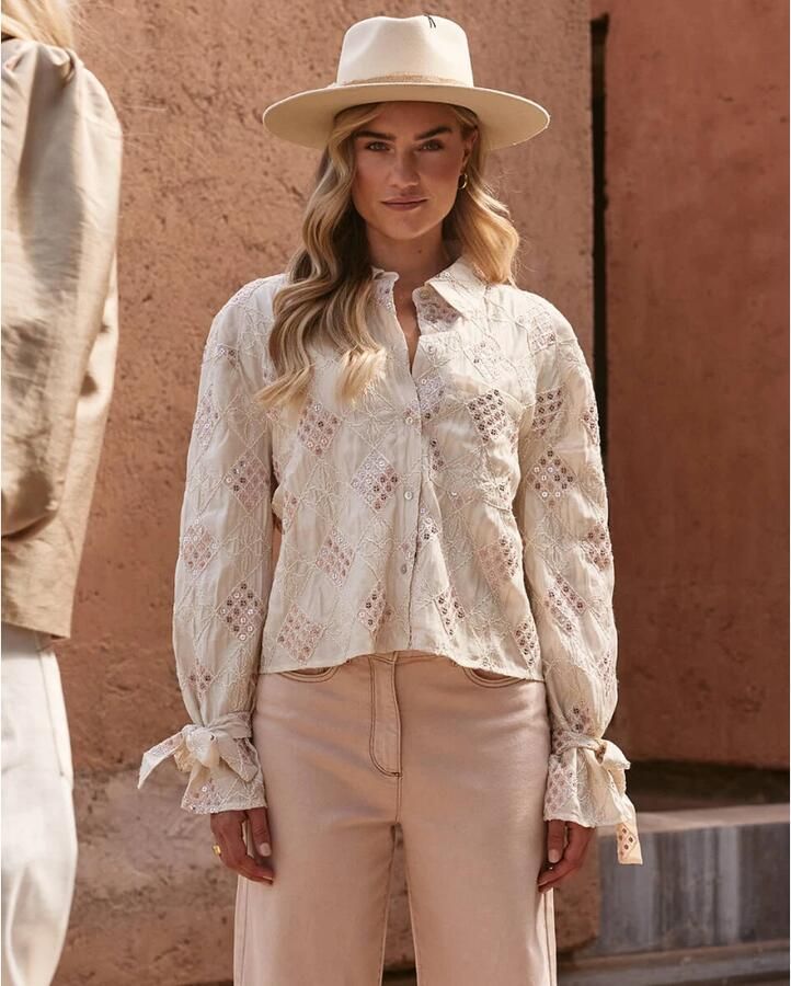 Nukus Loes Paillet Blouse Beige Dames - Foto 2
