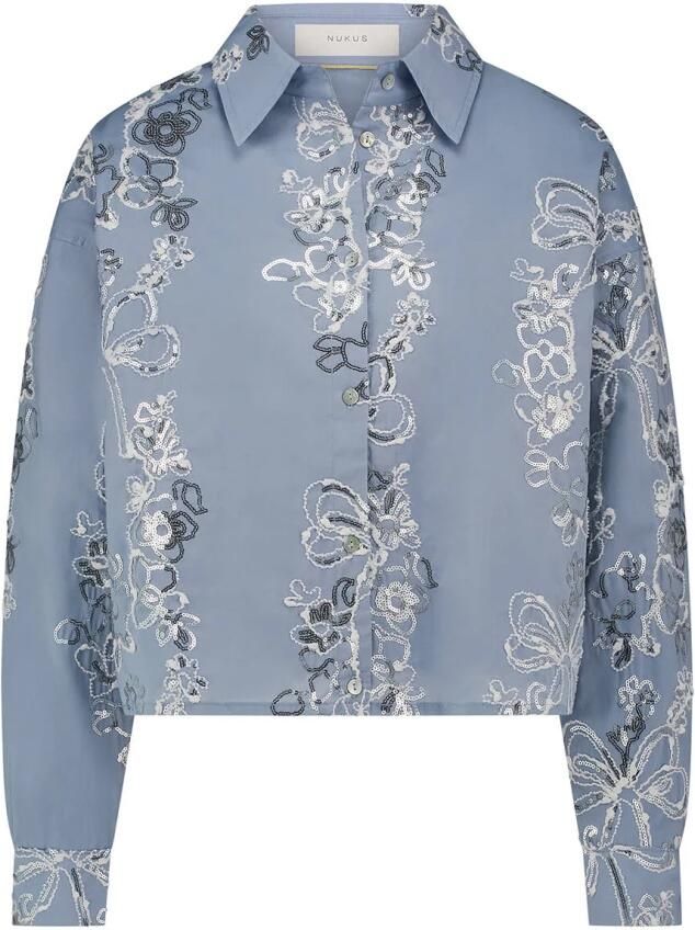 NUKUS Dames Blouses Tessa Blouse Paillet Blauw - Foto 4