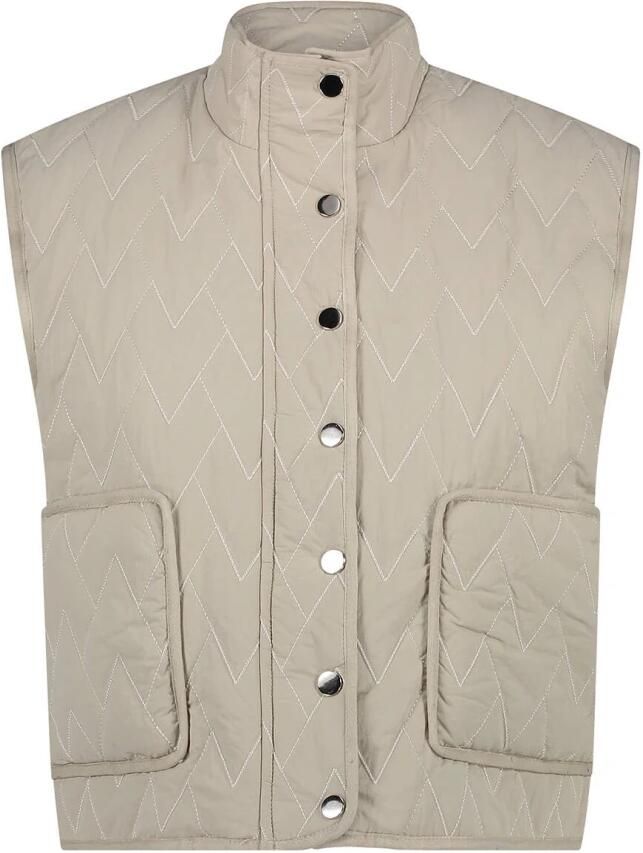 NUKUS gilet Tiana met all over print beige