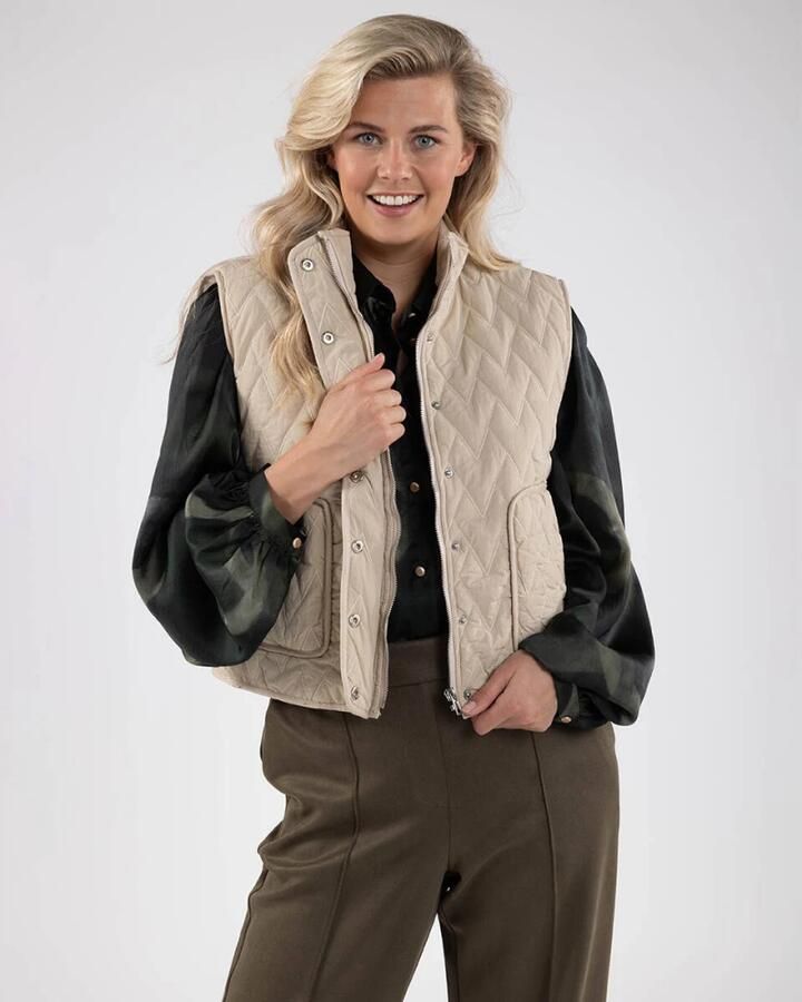 NUKUS gilet Tiana met all over print beige - Foto 2